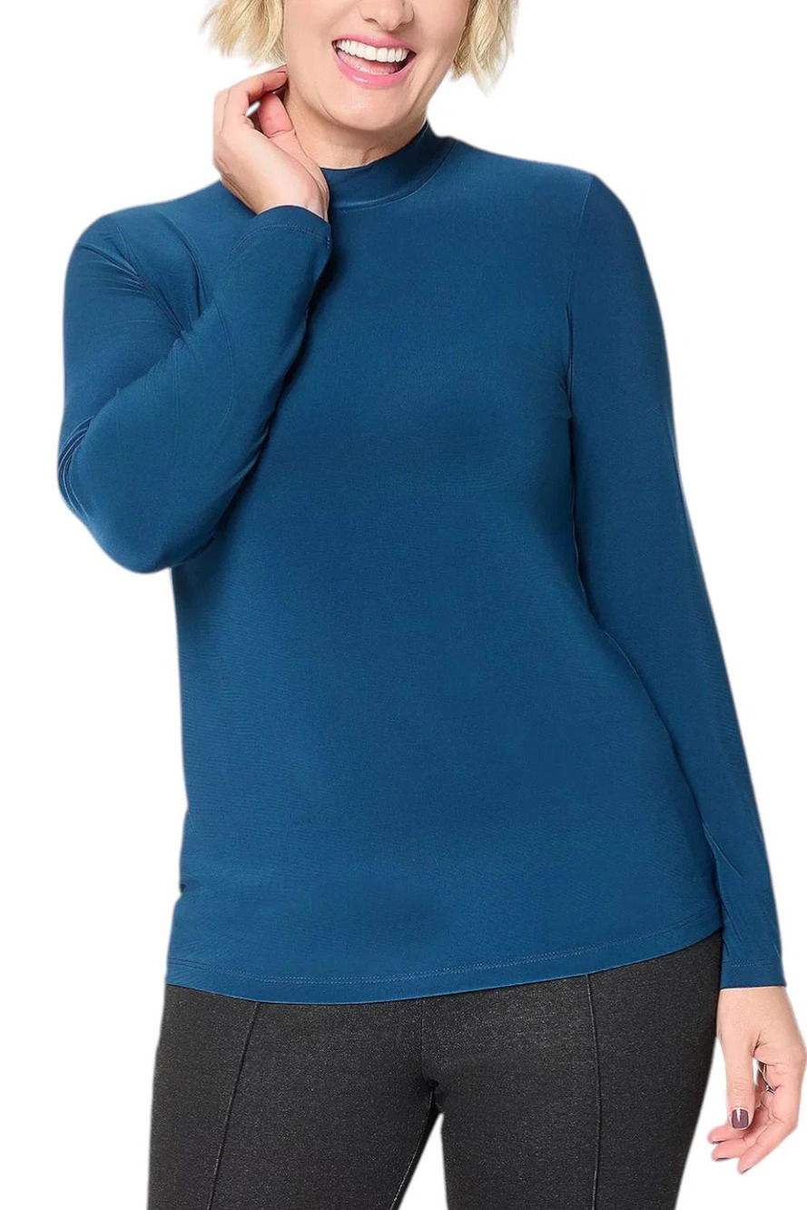 Dennis Basso Women's Italia Knit Long Sleeve Top Navy - Regular